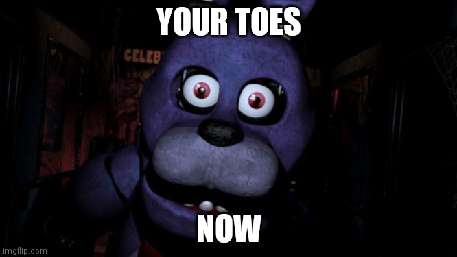 Send this to a random person on discord with no context whatsoever | YOUR TOES; NOW | image tagged in fnaf bonnie | made w/ Imgflip meme maker