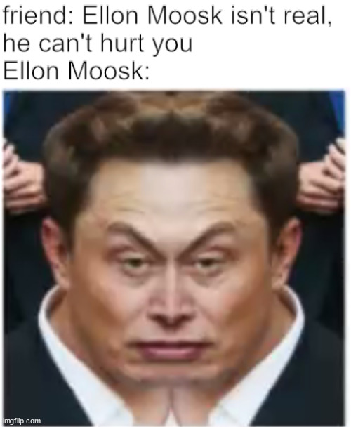 Ellon Moosk | image tagged in funny,cursed,isnt real he cant hurt you | made w/ Imgflip meme maker