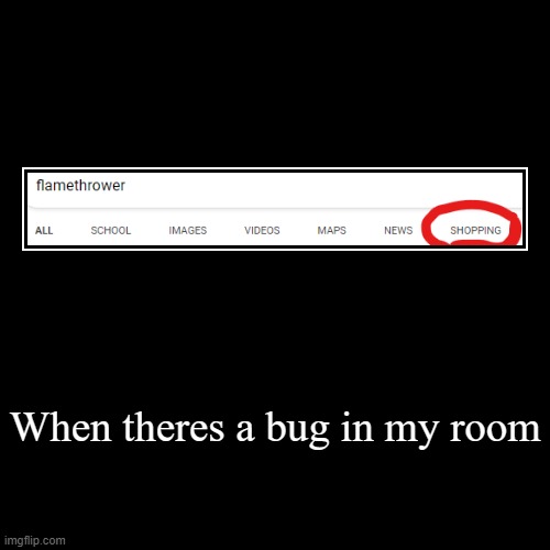 flamethrower vs. bug | When theres a bug in my room | | image tagged in funny,demotivationals,relatable,shopping | made w/ Imgflip demotivational maker