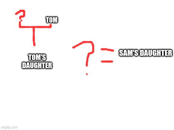 Blank White Template | TOM TOM'S DAUGHTER SAM'S DAUGHTER | image tagged in blank white template | made w/ Imgflip meme maker