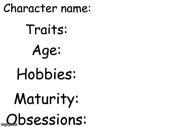 Character trait and status chart Blank Meme Template