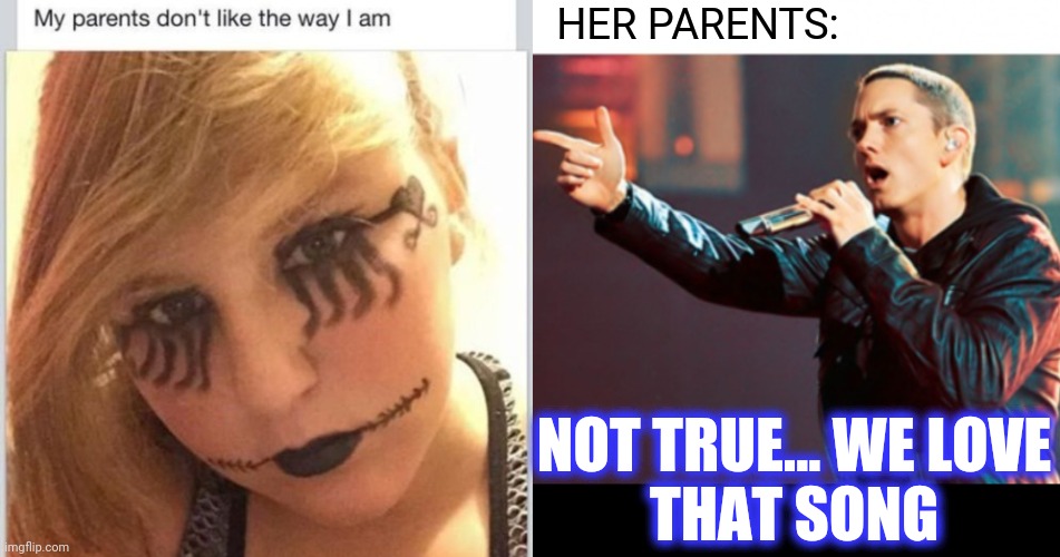 HER PARENTS: NOT TRUE... WE LOVE
THAT SONG | made w/ Imgflip meme maker