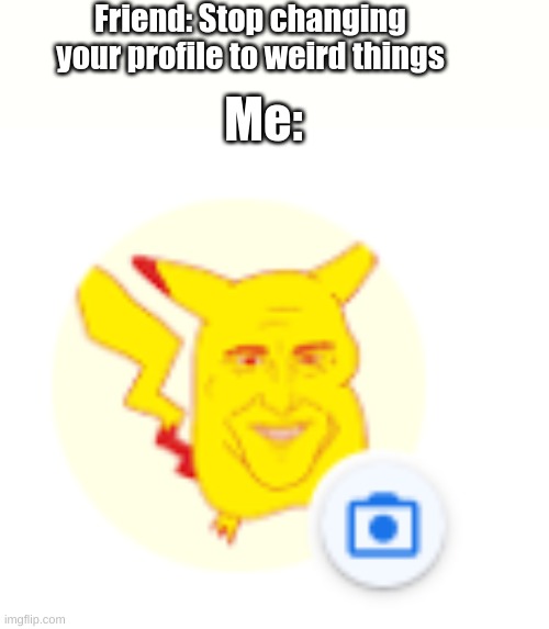 This is my school profile | Friend: Stop changing your profile to weird things; Me: | image tagged in cursed image | made w/ Imgflip meme maker