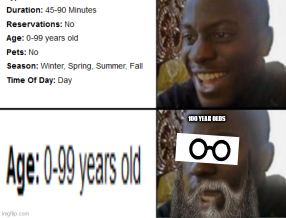 cruel amiright? | 100 YEAR OLDS | image tagged in stop reading the tags,dude,stop | made w/ Imgflip meme maker