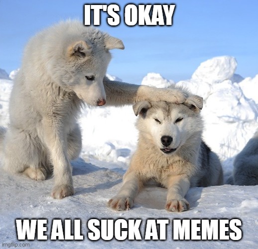 It's OK | IT'S OKAY WE ALL SUCK AT MEMES | image tagged in it's ok | made w/ Imgflip meme maker