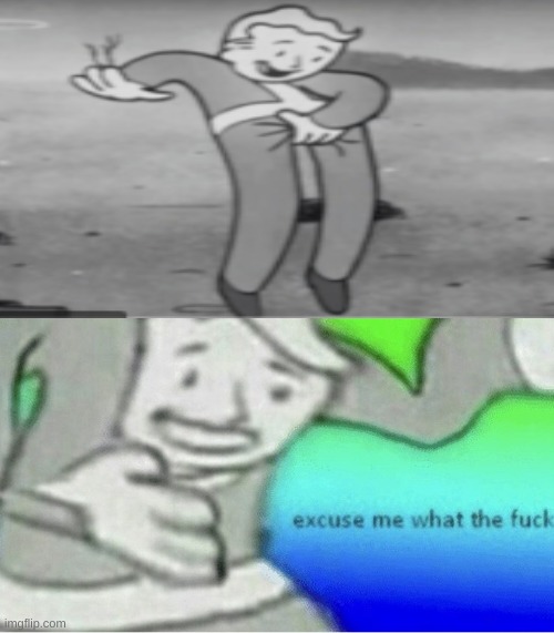 fallout man doing something bit' sussy | image tagged in excuse me wtf blank template | made w/ Imgflip meme maker