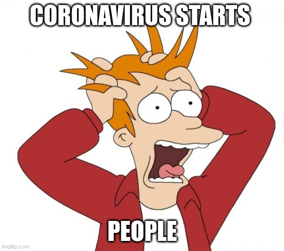 I am sorry | CORONAVIRUS STARTS; PEOPLE | image tagged in panic | made w/ Imgflip meme maker