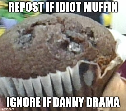 Idiot Muffin | REPOST IF IDIOT MUFFIN; IGNORE IF DANNY DRAMA | image tagged in idiot muffin | made w/ Imgflip meme maker