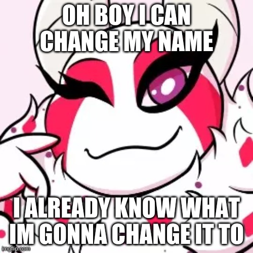 OH BOY I CAN CHANGE MY NAME; I ALREADY KNOW WHAT IM GONNA CHANGE IT TO | made w/ Imgflip meme maker