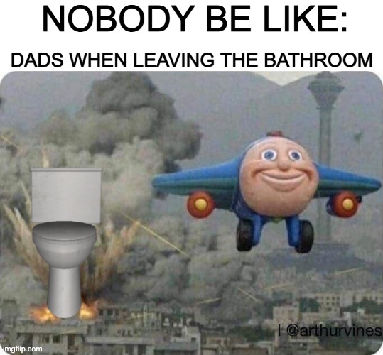 Toxic bathroom | NOBODY BE LIKE:; DADS WHEN LEAVING THE BATHROOM | image tagged in airplane,toilet,dads | made w/ Imgflip meme maker