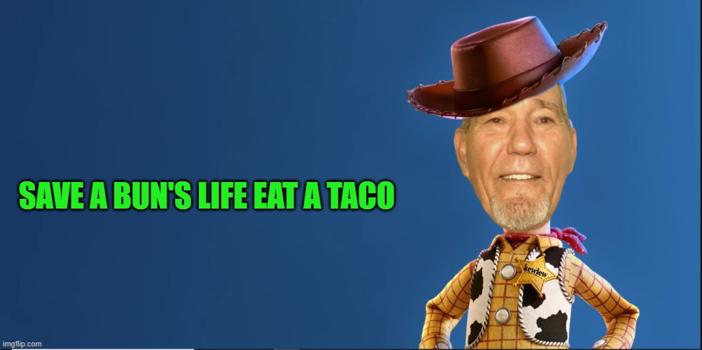 save a bun eat a taco |  SAVE A BUN'S LIFE EAT A TACO | image tagged in lewoody,taco bell | made w/ Imgflip meme maker