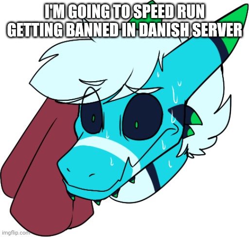Retro sweating | I'M GOING TO SPEED RUN GETTING BANNED IN DANISH SERVER | image tagged in retro sweating | made w/ Imgflip meme maker