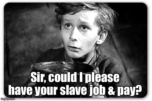 Beggar | Sir, could I please have your slave job & pay? | image tagged in beggar | made w/ Imgflip meme maker