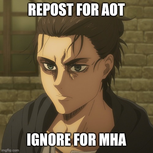 REPOST FOR AOT; IGNORE FOR MHA | made w/ Imgflip meme maker