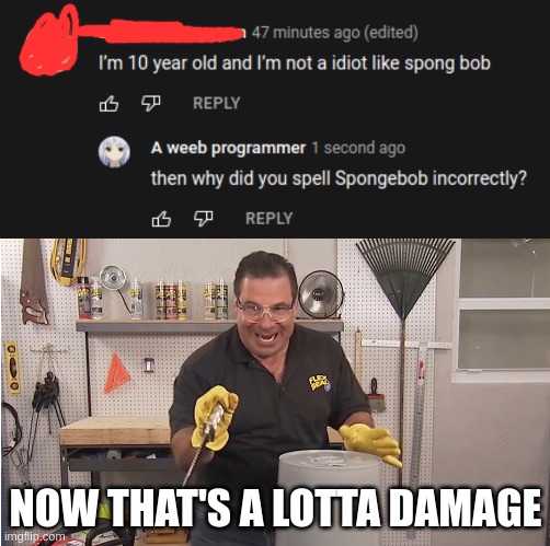  NOW THAT'S A LOTTA DAMAGE | image tagged in phil swift that's a lotta damage flex tape/seal,roast,roasted,rekt | made w/ Imgflip meme maker