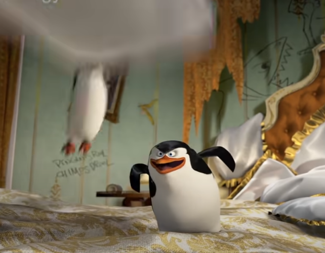 High Quality Penguins pillow fight Blank Meme Template