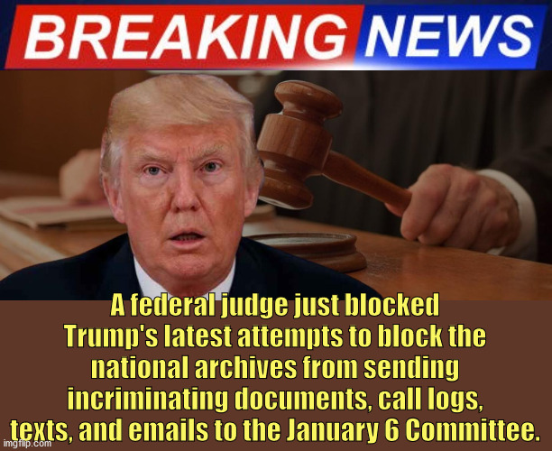 We are ALL going to learn the truth. | A federal judge just blocked Trump's latest attempts to block the national archives from sending incriminating documents, call logs, texts, and emails to the January 6 Committee. | image tagged in justice for january 6,trump lost,putin,insurrection | made w/ Imgflip meme maker