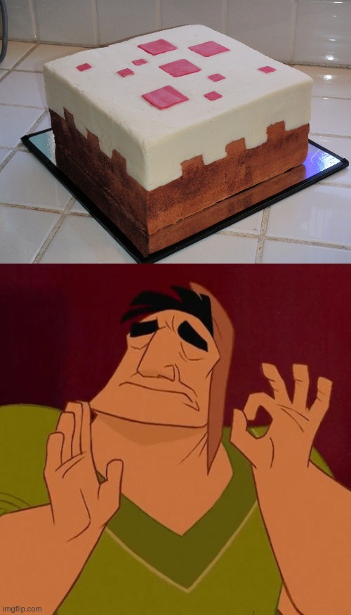 This is not my cake. I found it on the internet and the recipe is in the comemnts. :D | image tagged in when x just right,memes,minecraft,cake,beautiful | made w/ Imgflip meme maker
