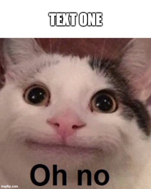 Oh no cat meme template | TEXT ONE | image tagged in oh no cat | made w/ Imgflip meme maker