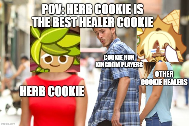 I just found out that herb cookie is the best healer cookie | POV: HERB COOKIE IS THE BEST HEALER COOKIE; COOKIE RUN KINGDOM PLAYERS; OTHER COOKIE HEALERS; HERB COOKIE | image tagged in memes,cookie | made w/ Imgflip meme maker