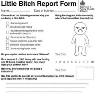 bitchass report form Blank Meme Template