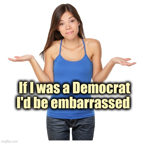 I don't know | If I was a Democrat I'd be embarrassed | image tagged in i don't know | made w/ Imgflip meme maker