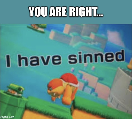 I have sinned | YOU ARE RIGHT… | image tagged in i have sinned | made w/ Imgflip meme maker