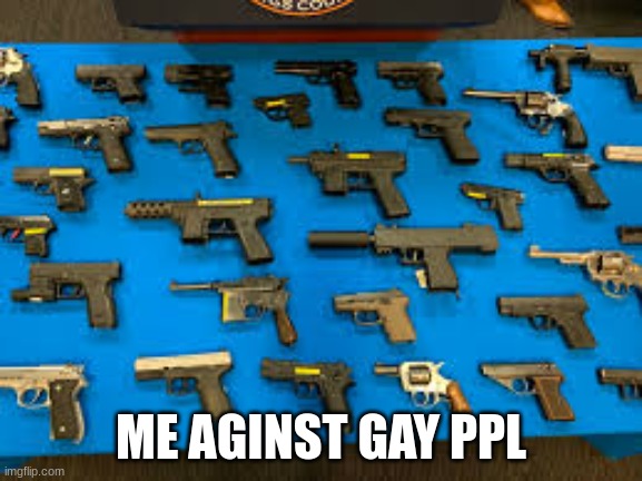 guns | ME AGINST GAY PPL | image tagged in guns | made w/ Imgflip meme maker