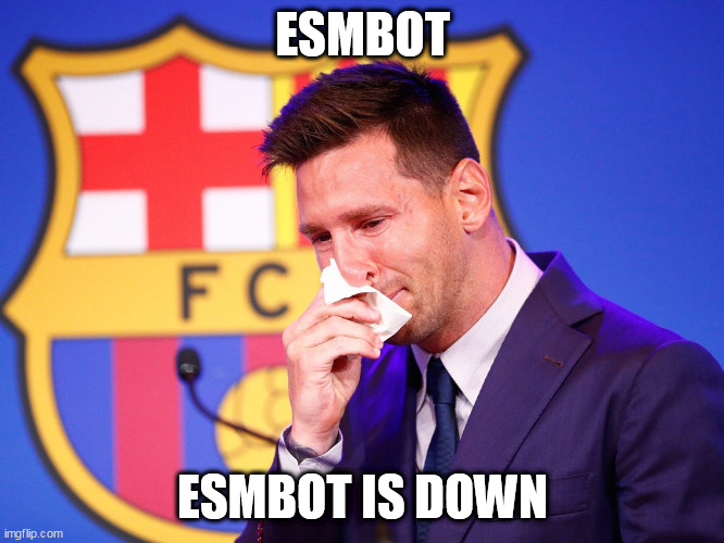 ESMBOT; ESMBOT IS DOWN | image tagged in discord | made w/ Imgflip meme maker