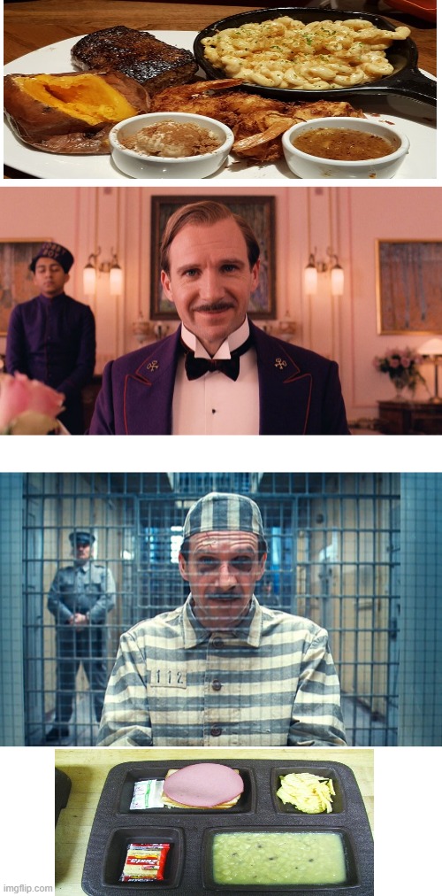 Prison re-entry | image tagged in m gustave before and after | made w/ Imgflip meme maker