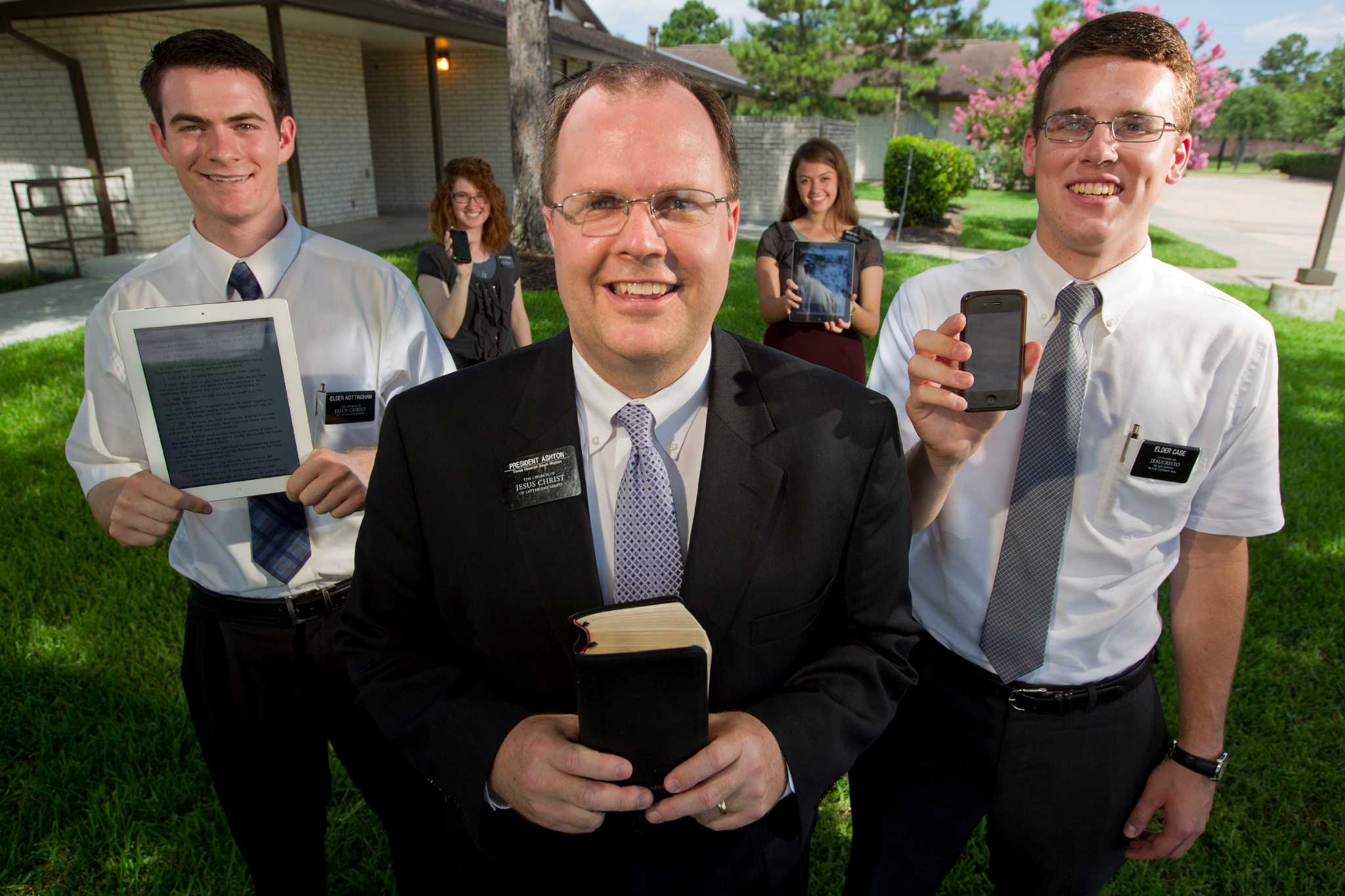 High Quality Mormons at front door Blank Meme Template