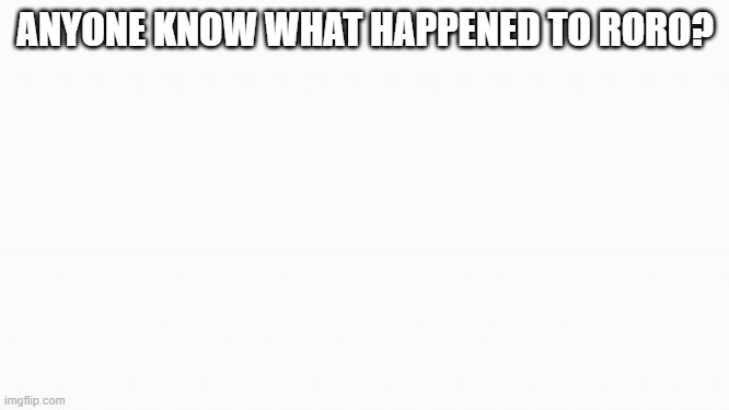 what happened | ANYONE KNOW WHAT HAPPENED TO RORO? | image tagged in white box | made w/ Imgflip meme maker