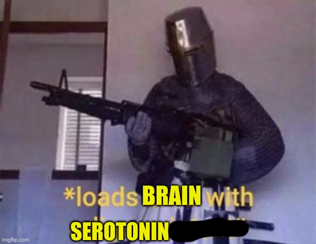 Loads LMG with religious intent | BRAIN SEROTONIN | image tagged in loads lmg with religious intent | made w/ Imgflip meme maker