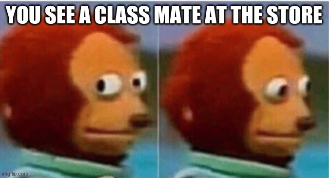 dont look at me | YOU SEE A CLASS MATE AT THE STORE | image tagged in feel guilty | made w/ Imgflip meme maker