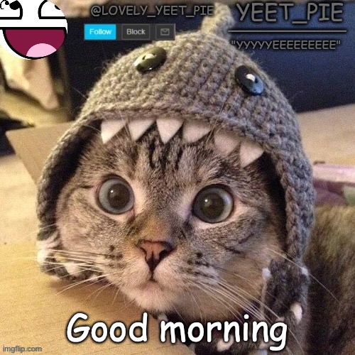 Yeet_Pie | Good morning | image tagged in yeet_pie | made w/ Imgflip meme maker