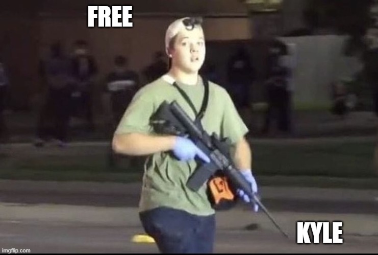 Free Kyle, Hero Kyle, Antifascist Kyle | FREE; KYLE | image tagged in kyle rittenhouse | made w/ Imgflip meme maker