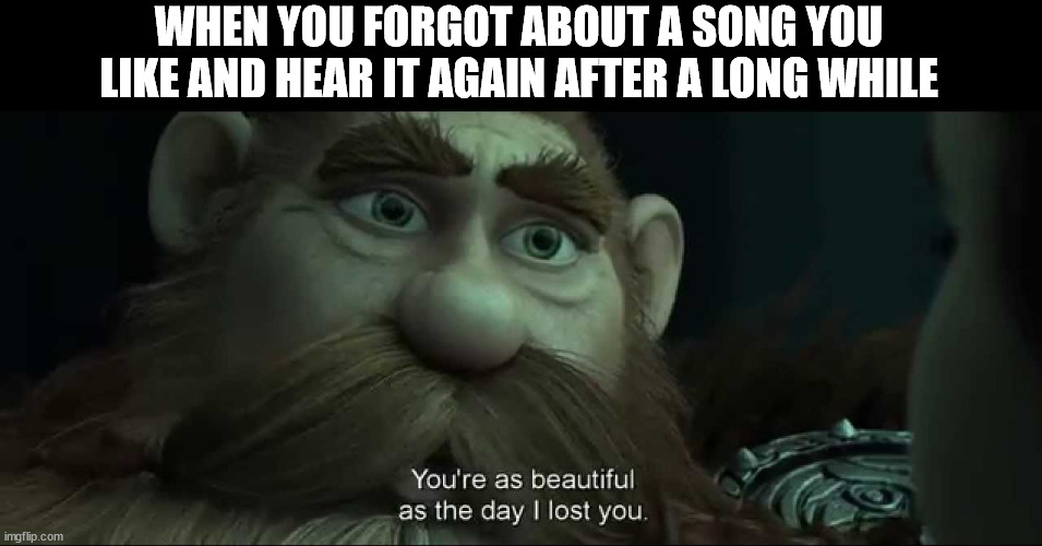 You are as beautiful as the day I lost you |  WHEN YOU FORGOT ABOUT A SONG YOU LIKE AND HEAR IT AGAIN AFTER A LONG WHILE | image tagged in you are as beautiful as the day i lost you | made w/ Imgflip meme maker