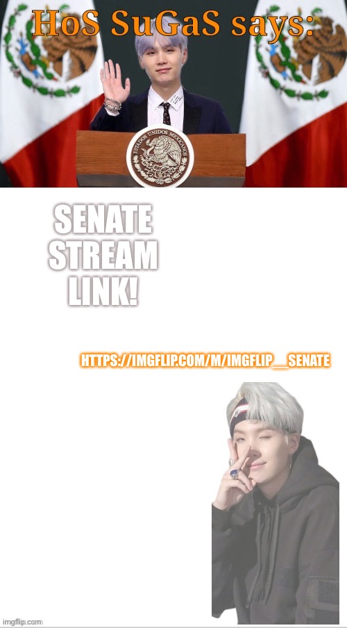 https://imgflip.com/m/IMGFLIP__SENATE | SENATE STREAM LINK! HTTPS://IMGFLIP.COM/M/IMGFLIP__SENATE | image tagged in sugas hos temp | made w/ Imgflip meme maker