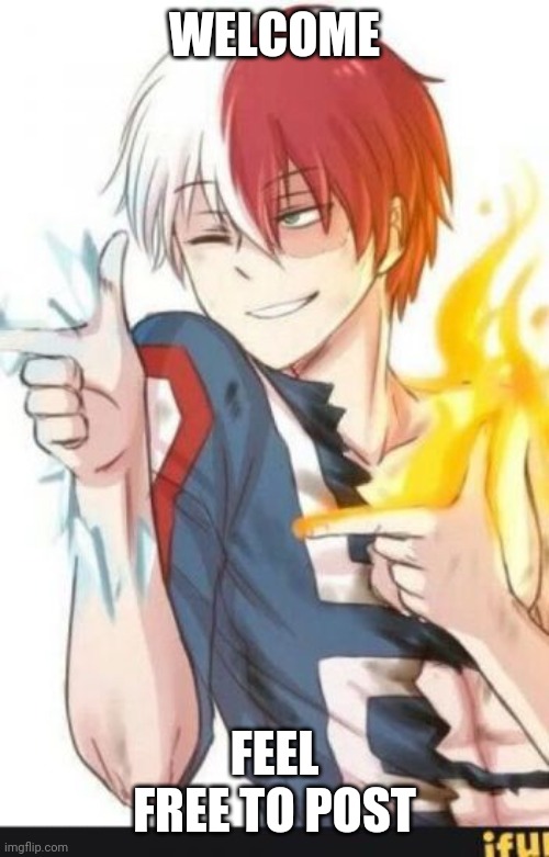 Have fun ^~^ | WELCOME; FEEL FREE TO POST | image tagged in todoroki finger guns | made w/ Imgflip meme maker