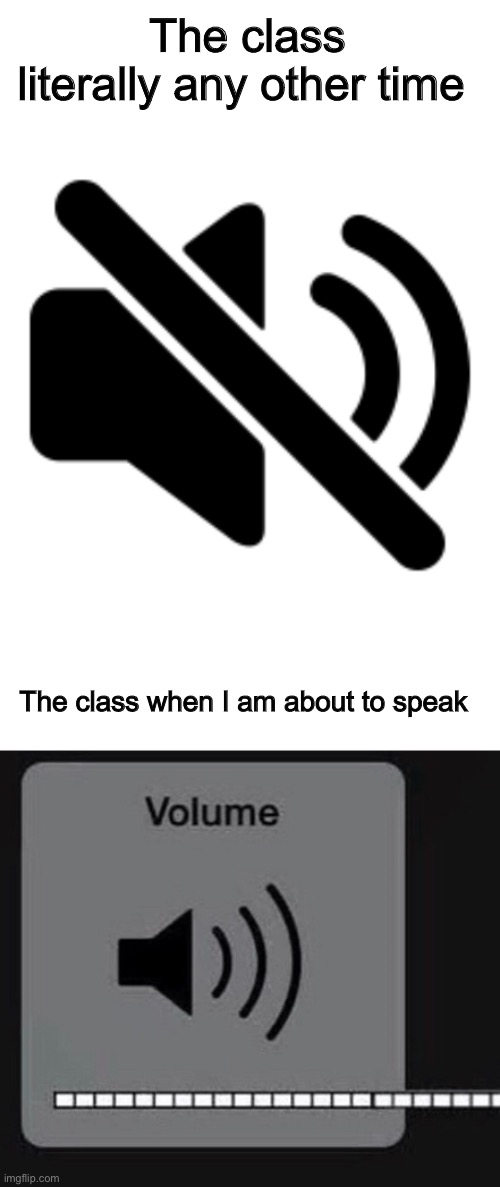 Could you just shut up? |  The class literally any other time; The class when I am about to speak | image tagged in school,classroom,class,student,speech | made w/ Imgflip meme maker