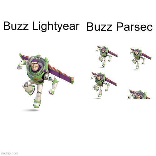 Maths fact | Buzz Lightyear; Buzz Parsec | image tagged in memes,blank transparent square,buzz lightyear | made w/ Imgflip meme maker