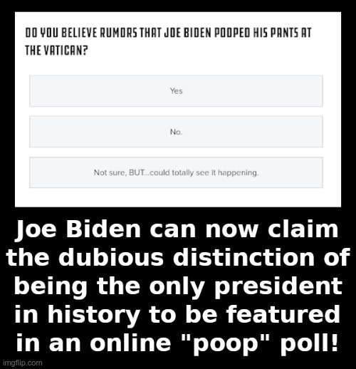 The Joe Biden Poop Poll | image tagged in joe biden,poop,poll | made w/ Imgflip meme maker