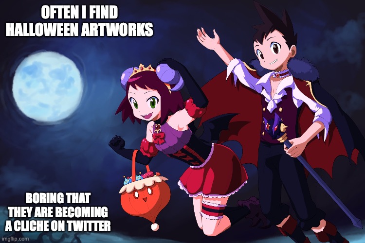 2021 Star Force Halloween Artwork | OFTEN I FIND HALLOWEEN ARTWORKS; BORING THAT THEY ARE BECOMING A CLICHE ON TWITTER | image tagged in megaman,megaman star force,halloween,memes | made w/ Imgflip meme maker