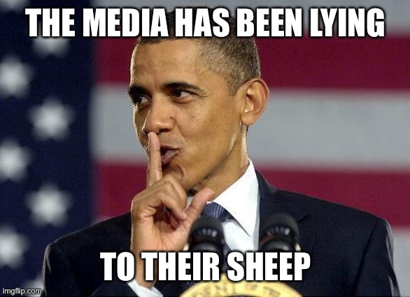 Obama Shhhhh | THE MEDIA HAS BEEN LYING TO THEIR SHEEP | image tagged in obama shhhhh | made w/ Imgflip meme maker