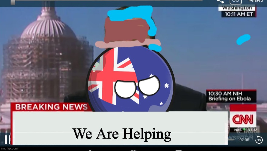 Australiaball News | We Are Helping | image tagged in australiaball news | made w/ Imgflip meme maker