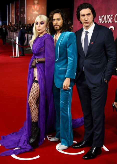 High Quality Lady Gaga Jared Leto Adam Driver House of Gucci Red Carpet Blank Meme Template