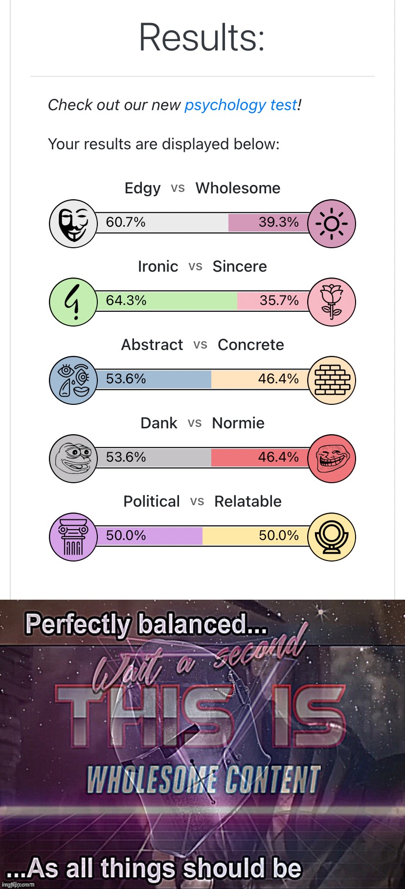 p balanced | image tagged in sloth meme test results,thanos crusader perfectly balanced as all things should be,dang,i am,pretty,balanced | made w/ Imgflip meme maker