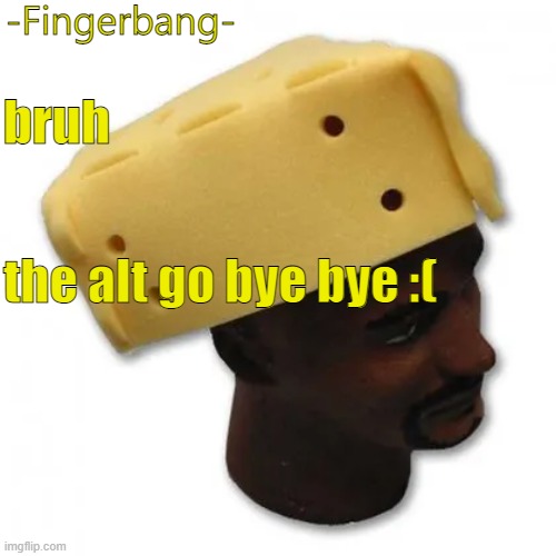 fingerbang chese temp | bruh; the alt go bye bye :( | image tagged in fingerbang chese temp | made w/ Imgflip meme maker