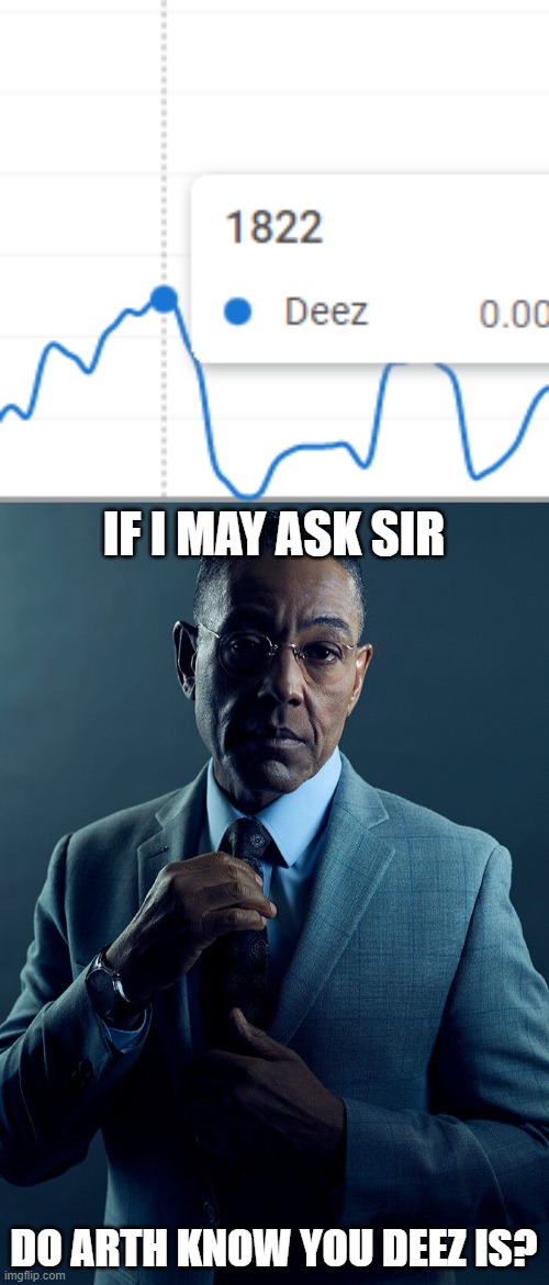 deez as said in early 1800's | IF I MAY ASK SIR; DO ARTH KNOW YOU DEEZ IS? | image tagged in gus fring we are not the same | made w/ Imgflip meme maker