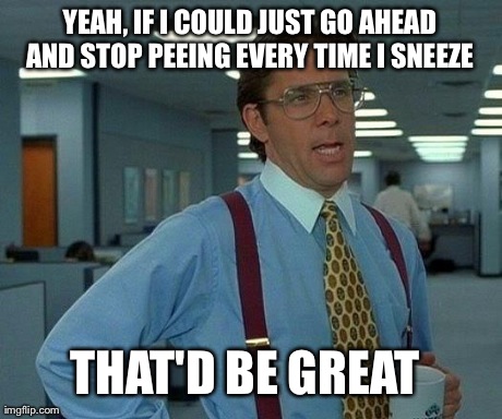 That Would Be Great Meme | YEAH, IF I COULD JUST GO AHEAD AND STOP PEEING EVERY TIME I SNEEZE  THAT'D BE GREAT | image tagged in memes,that would be great,BabyBumps | made w/ Imgflip meme maker